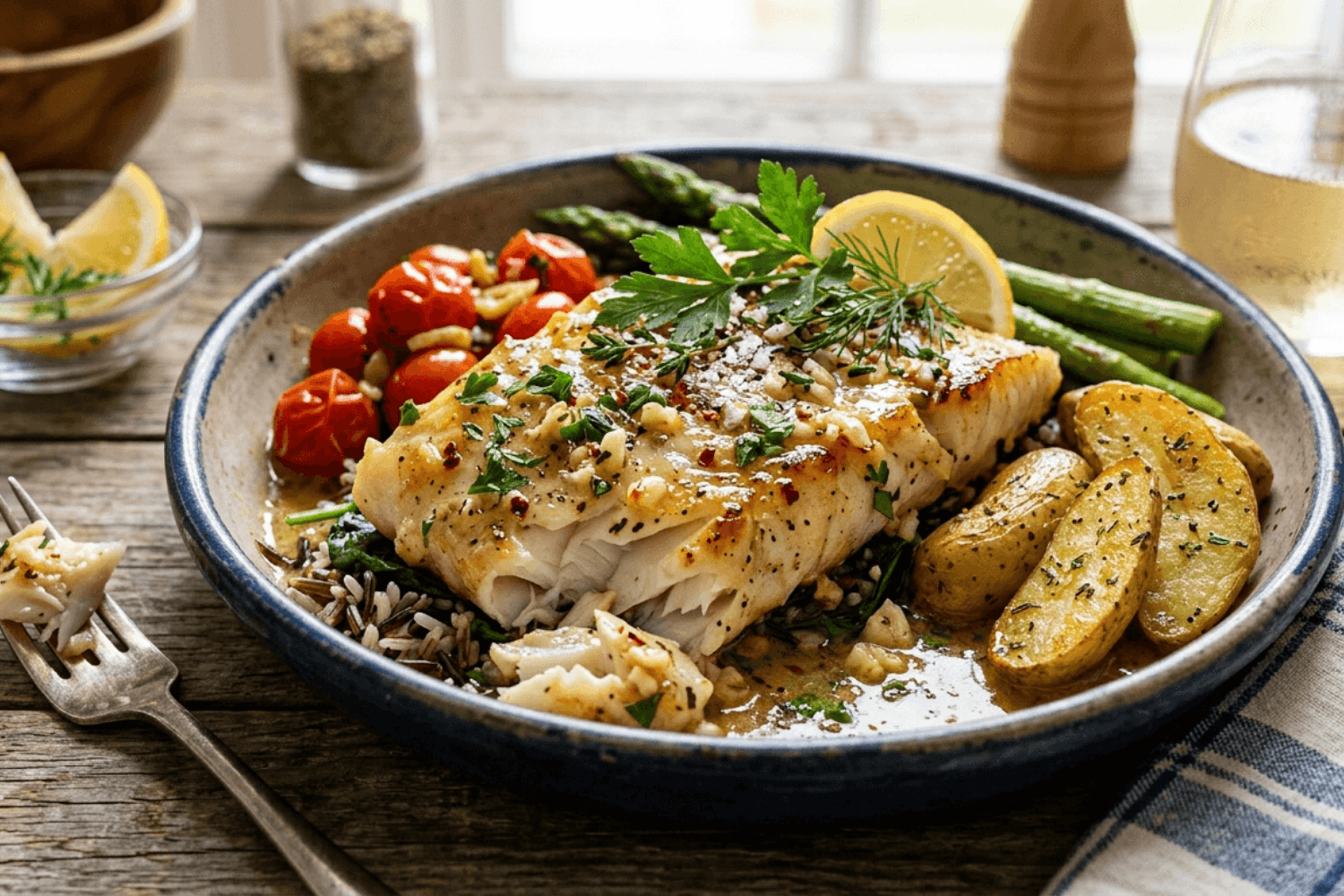 Treska na másle s česnekem